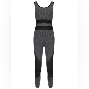 DKNY Sport Cutout-Back Seamless Jumpsuit Gray Womens Medium